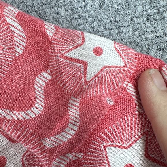 Boden Red Linen Star Mini Dress 3/4 Sleeve Notch Neck Sz 8 Petite 4th Of July - Picture 8 of 11